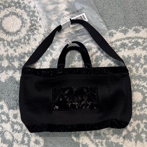 Victoria's Secret VSX large mesh vinyl logo Tote Bag black nwts!